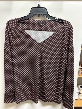 Ann Taylor Black Top with Brown/mauve print